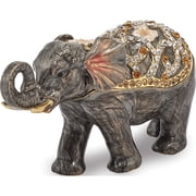 Fashion Bejeweled Princess Jaipur Elephant Trinket Box 3.5 X 1.25 Made In China bj2112
