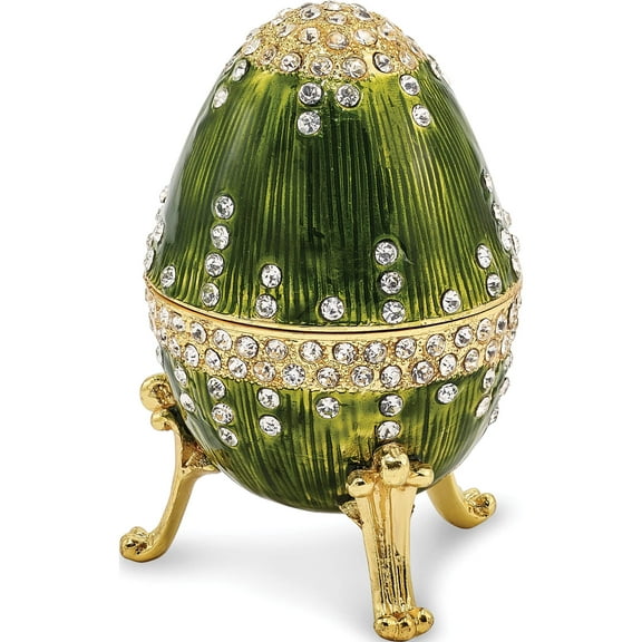 Fashion Bejeweled Regal Green (Plays Swan Lake) Musical Egg (2.5 X 2.5) Made In China bj2063