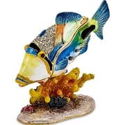 Fashion Bejeweled Trigger Humu Fish Trinket Box 3.25 X 1.5 Made In China bj3092