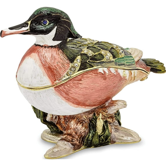 Fashion Bejeweled Wilson Wood Duck Trinket Box (2.5 X 4.25) Made In China bj2243