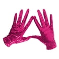 thumbnail image 1 of Fashion Belly Iatin Dancing Gothic Punk Club Handwear Performance Mittens Dancing Gloves Shining Sequins Gloves ROSE RED, 1 of 8