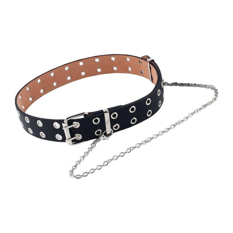 Fashion Belt Waist Strap All Match with Chain Double Eyelets Hole