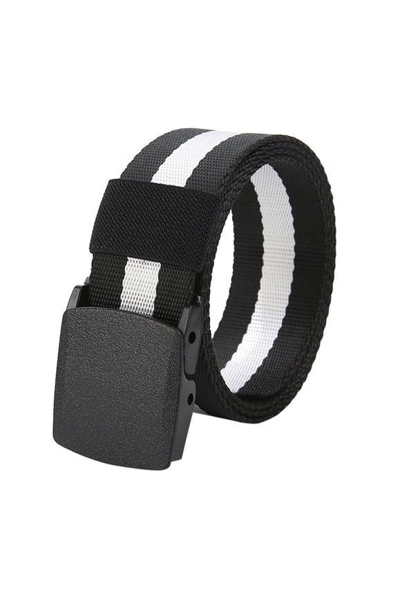 Fashion Belts for Women Metal Free Check Buckle Long Canvas Nylon Waist Accessory