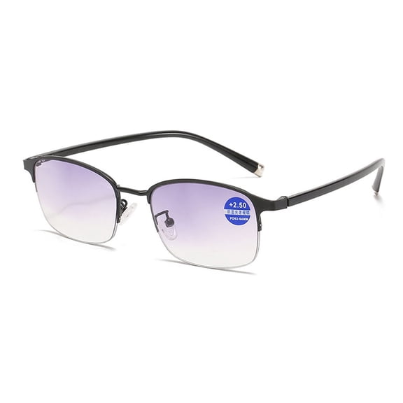 Fashion Bifocal Reading Glasses Gradient Half Frame Sunglasses Men Women Anti-Blue Light Presbyopia Glasses Outdoor Fishing Flexible Readers +1.00