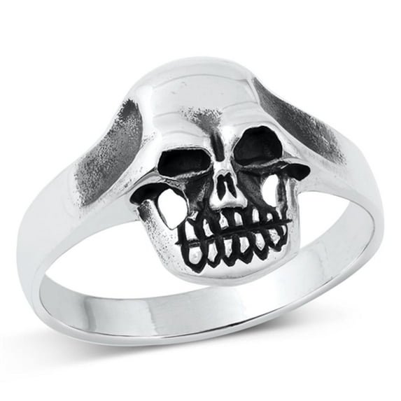 Fashion Biker Skull Ring .925 Sterling Silver Band Jewelry Female Male Unisex Size 12