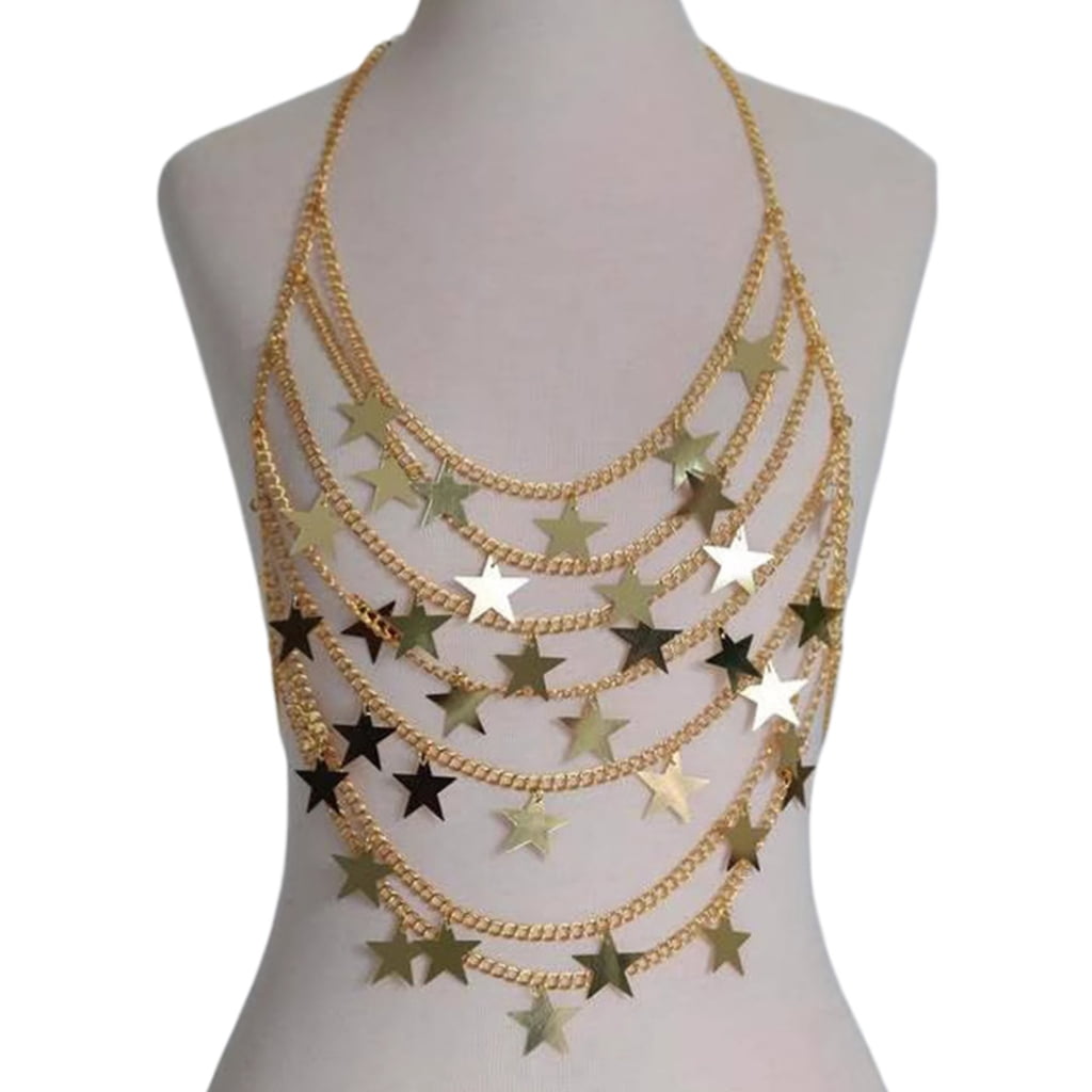 Chain String Top Fashion Bikini Chains Beach Body Chains Metal Chest Chain Bra Chain Bra ...