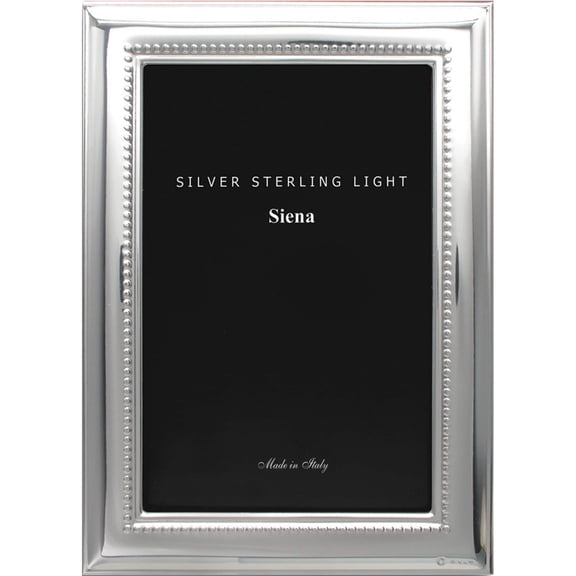 Fashion Bilaminate Sterling Silver Wide Plain Beaded 7.5X9.5 Frame Made In Italy gm7049