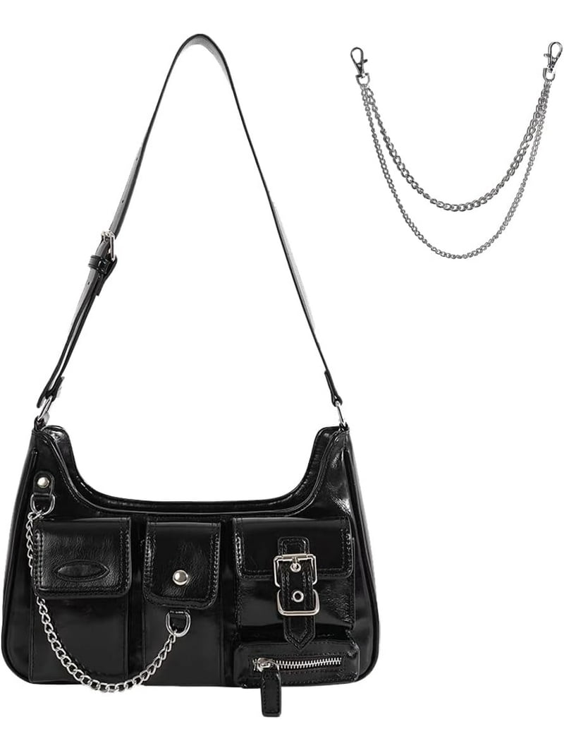 Fashion Black Goth Purse for Women Multi-Pockets Biker Y2k Punk
