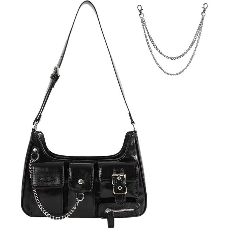 Fashion Black Goth Purse for Women Multi-Pockets Biker Y2k Fashion Black Goth Purse for Women Multi-Pockets Biker Y2k