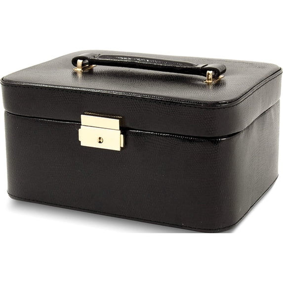 Fashion Black Leather Lizard Three Watch Jewelry Box (9 X 4.75) Made In China gm8764