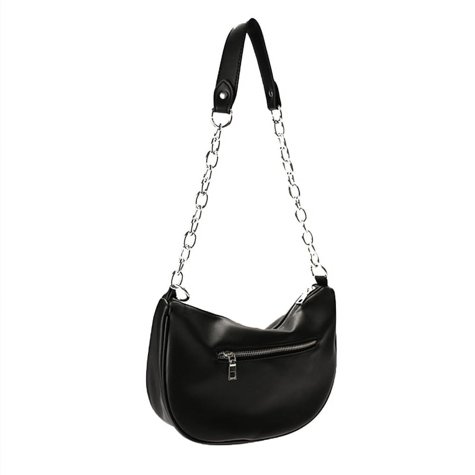 Fashion Black Underarm Bag PU Shoulder Bag with Zipper Messenger Bag Handbag for Women Girl Must