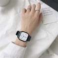 thumbnail image 1 of Fashion Black White Leather Belt Simple Men Women Watch Trendy Square Large Dial P1D2, 1 of 1
