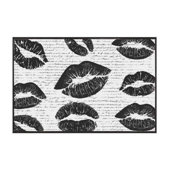 Fashion Black White Lips and Cherry Canvas Wall Art Vintage Funky Aesthetic Bow Ma Cherie Dark Coquette Wall Decor for Neutral Preppy Apartment Room 12*18in