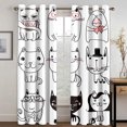 Fashion Black and White Cat Pattern Modern Curtains for Living Room