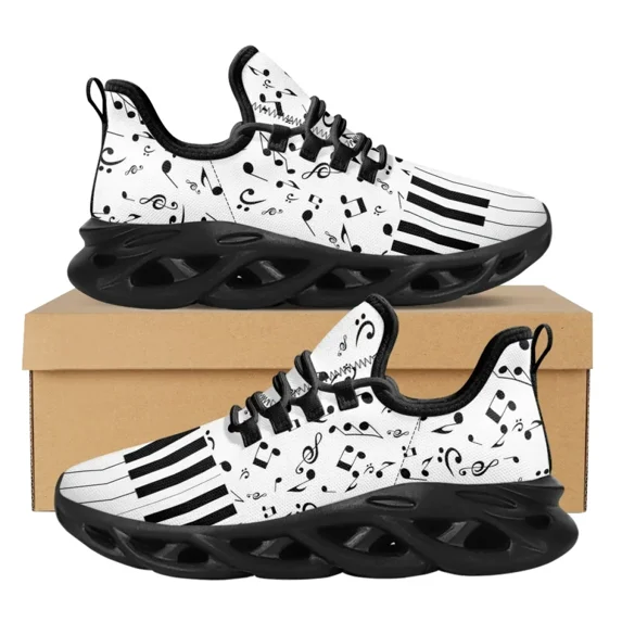 Fashion Blade Shoes for Women Music Black & White Piano Keys Anti-slip Flats Sneakers Custom Design Soft Female Mesh Zapatillas