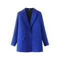 thumbnail image 1 of Fashion Blazer Jacket Womens Relaxed Fit Long Sleeve Double Breasted 2-Button Notch Collar Work Cardigan Coat (Large, Blue), 1 of 3