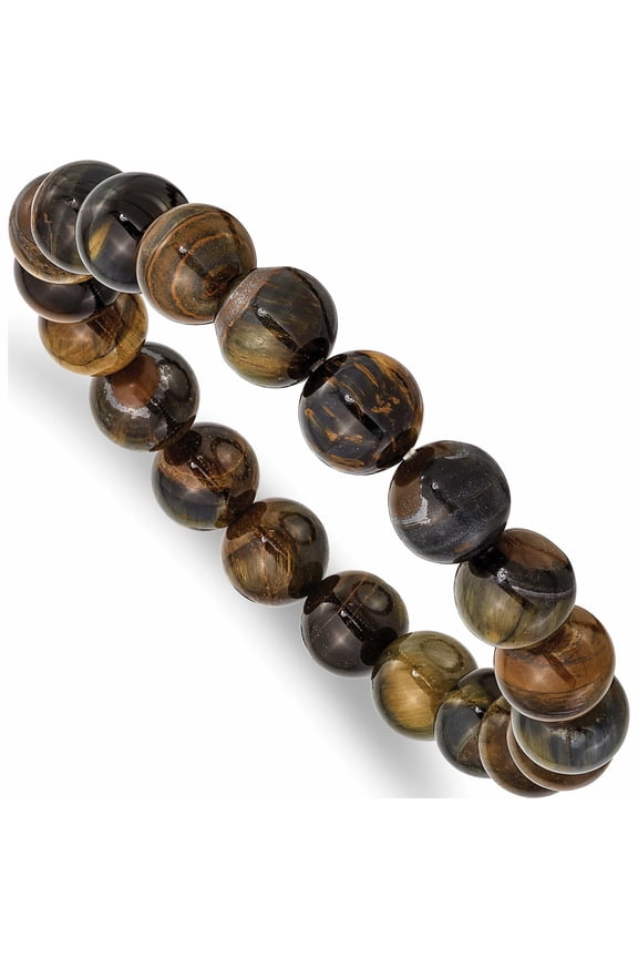 Fashion Blue And Yellow Tiger\'s Eye Agate Beaded Stretch Bracelet Made In China -Jewelry By Sweet Pea