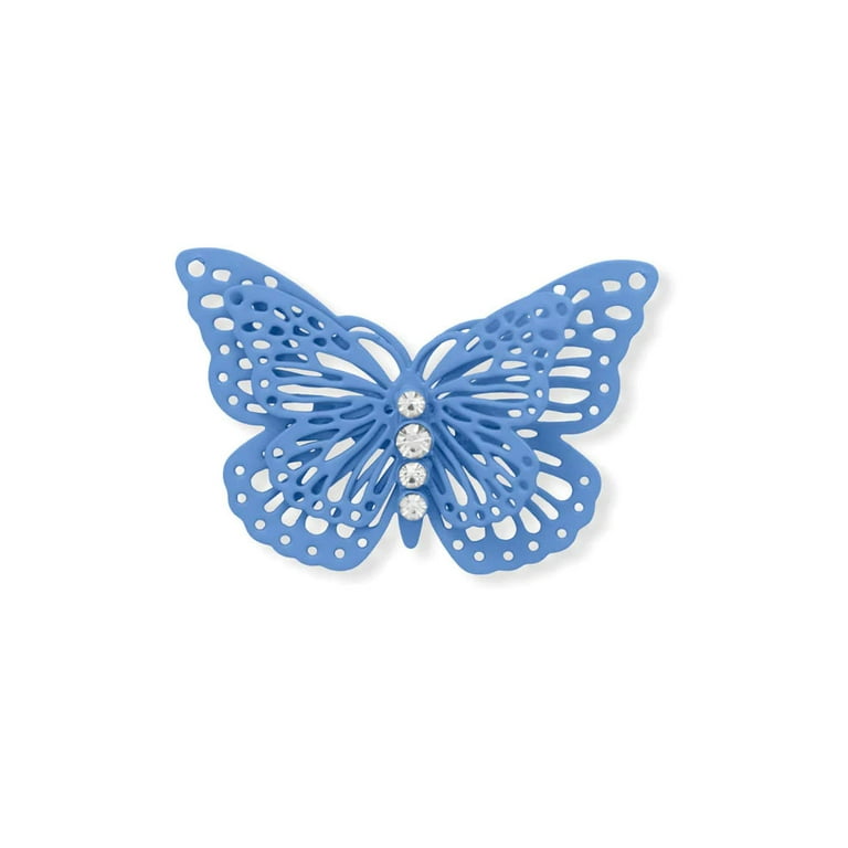 Fashion Blue Butterfly Pin with Crystals Base Metal Fashion Blue Butterfly Pin with Crystals Base Metal