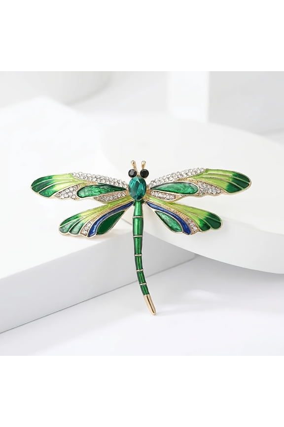 Fashion Blue Rhinestone Dragonfly Brooch - Classic Enamel Insect Pin, Zinc Alloy, Not Washable - Perfect Fashion Accessory and Gift for Women