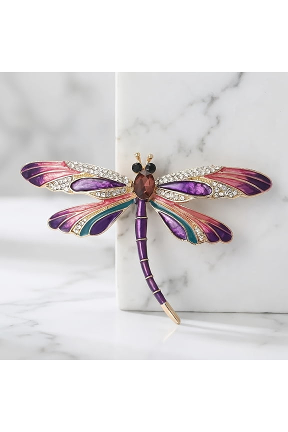 Fashion Blue Rhinestone Dragonfly Brooch - Classic Enamel Insect Pin, Zinc Alloy, Not Washable - Perfect Fashion Accessory and Gift for Women