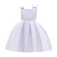 thumbnail image 1 of Fashion Bodysuit for Kids Little Girls Summer Party Solid Ruffle Short Sleeve Bow Tie Dress Size for 3 to 8Y, 1 of 5