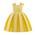 thumbnail image 1 of Fashion Bodysuit for Kids Little Girls Summer Party Solid Ruffle Short Sleeve Bow Tie Dress Size for 3 to 8Y, 1 of 9