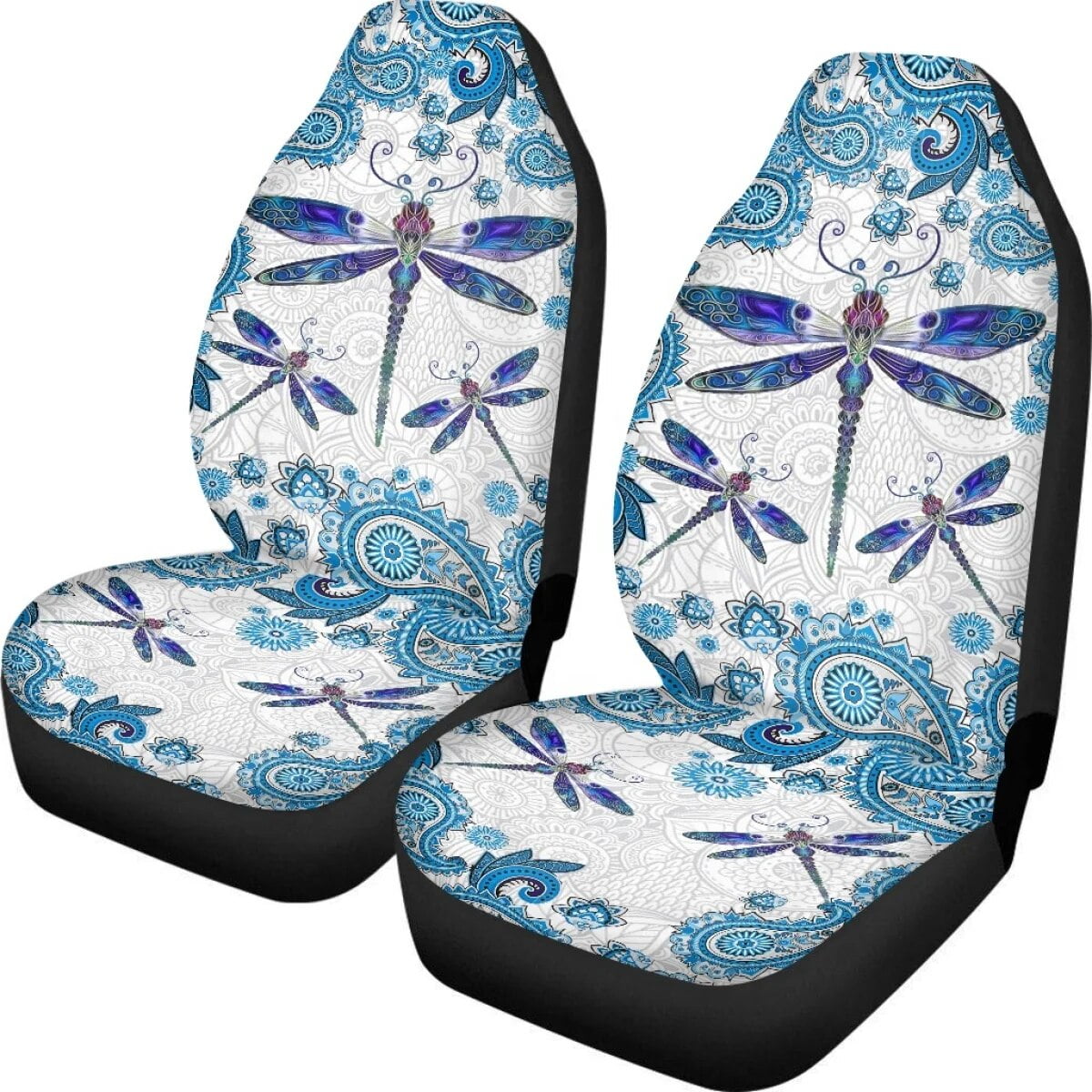 Fashion Bohemia Style Dragonfly Print Vehicle Seat Covers Comfortable Set of 2 Car Front Seats
