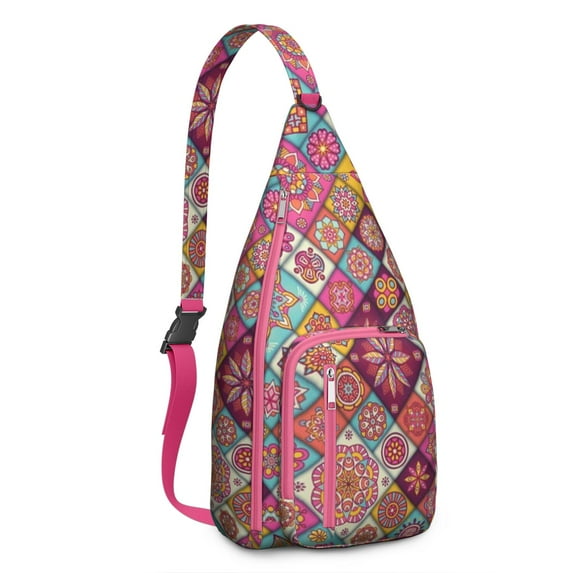Fashion Boho Sling Bag - Women’s Floral Print Crossbody Backpack, Lightweight Waterproof Anti-Theft Shoulder Bag