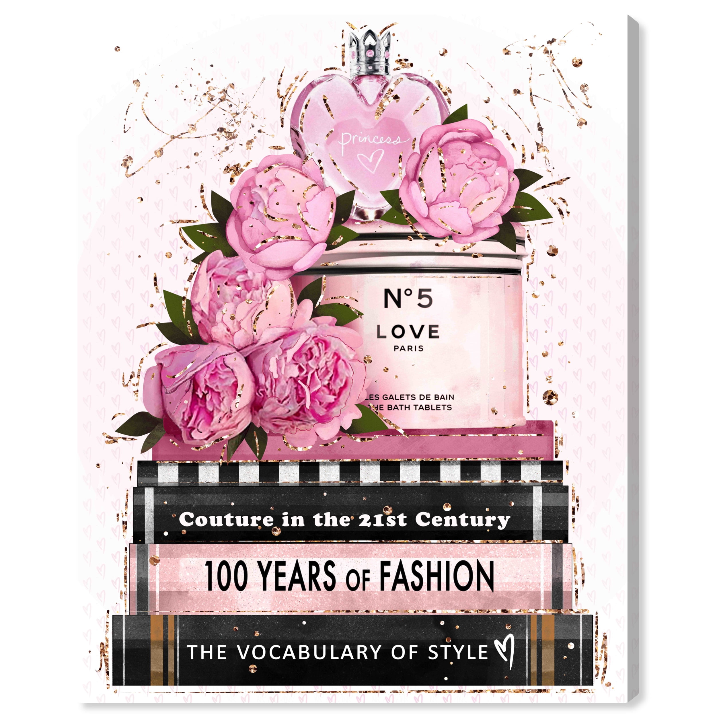 Fashion Books and Love Fashion and Glam Wall Art Print Pink 16x20