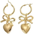 thumbnail image 1 of Fashion Bow Heart Drop Dangle Earrings for Women Silver Gold-Toned Love Hearted Bowknot Dangling Hoop Earring Trendy Click Top Stud Post Lightweitght Wedding Valentine Jewelry, 1 of 12