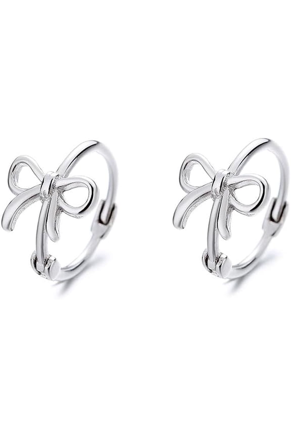 Fashion Bow Stud Hoop Earrings Gold Silver Cute Ribbon Earrings Hanging Statement Low Allergy Piercing Earrings Jewelry Gift for Women