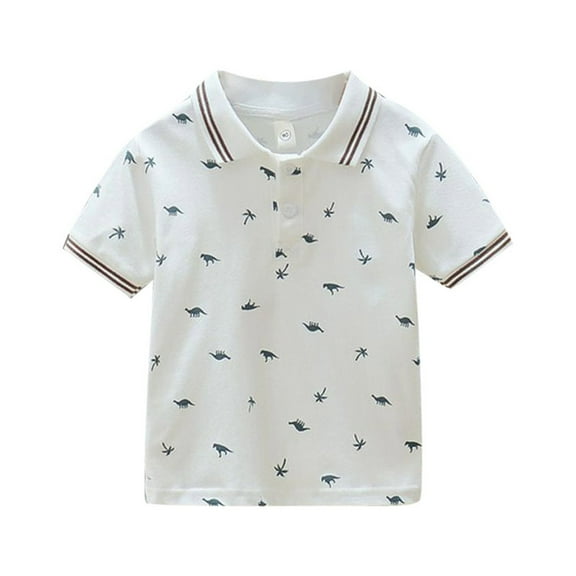 Fashion Boys Lapel Dinosaur Print Short Sleeve Lapel T Shirt Tops Shirt for 4-5 Years
