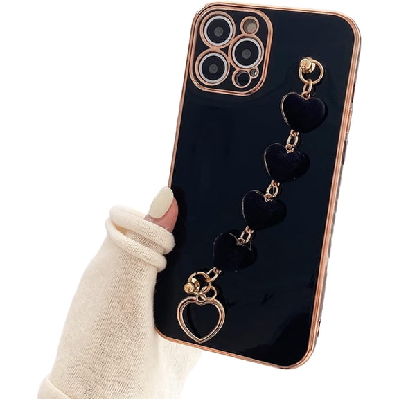 Fashion Bracelet Case for iPhone 13 Pro Max 12 11 X XR XS SE Mini 7 8 Plus, Shockproof Soft Silicone Back Cover(Black,XS Max)