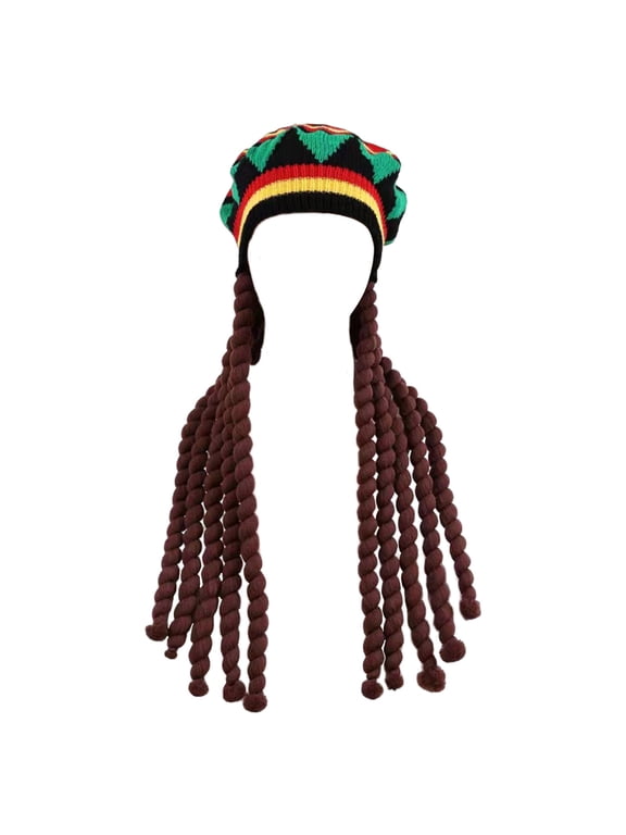 Fashion Braided Wigs Hat for Adult Crochet Dreadlocks Hat for Cosplay Party Winter Autumn Warm Caps Knitted Brimless Hat