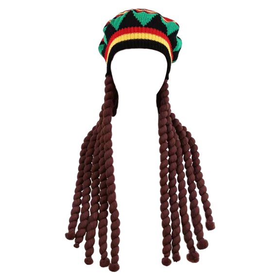 Fashion Braided Wigs Hat for Adult Crochet Dreadlocks Hat for Cosplay Party Winter Autumn Warm Caps Knitted Brimless Hat