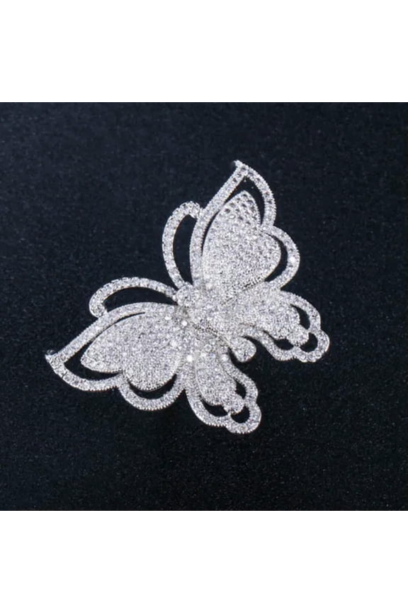 Fashion Brand Cubic Zircon Butterfly Shape Big Rose Gold Bangle Ring Jewelry Set