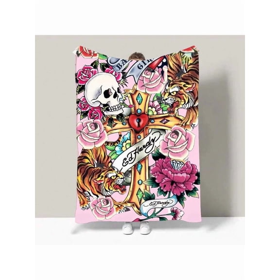 Fashion Brand Ed H-Hardy Blanket Design Lightweight Throw Blanket For Dorms, Naps, Living Room, Office,Sofa,All-Season