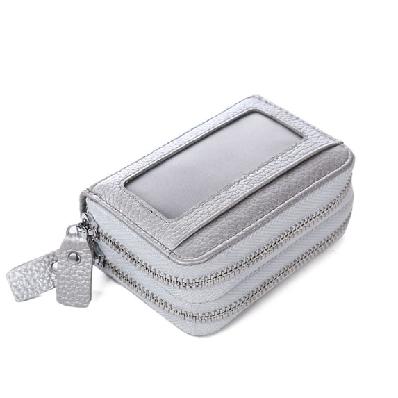 Fashion Brand Genuine Leather Women Card Holder Double Zipper Large ...