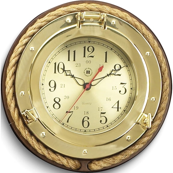 Fashion Brass Porthole With Rope Clock (16 X 16) Made In China gp9953