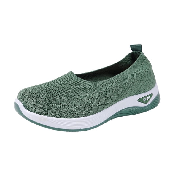 Fashion Breathable Sneaker Mesh Slip On Walking Shoes Arch Support Solid Color Green