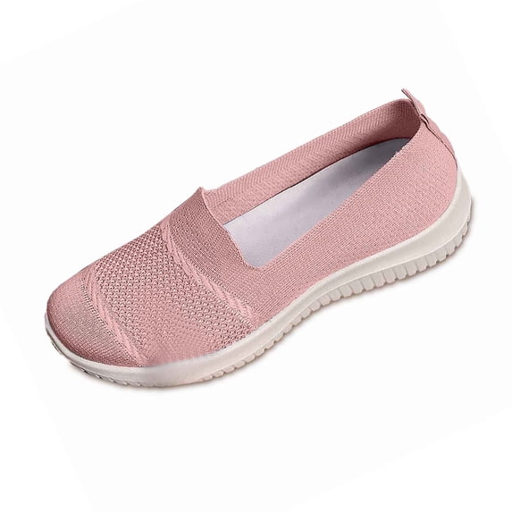 Fashion Breathable Sneaker Mesh Slip On Walking Shoes Arch Support Solid Color Pink