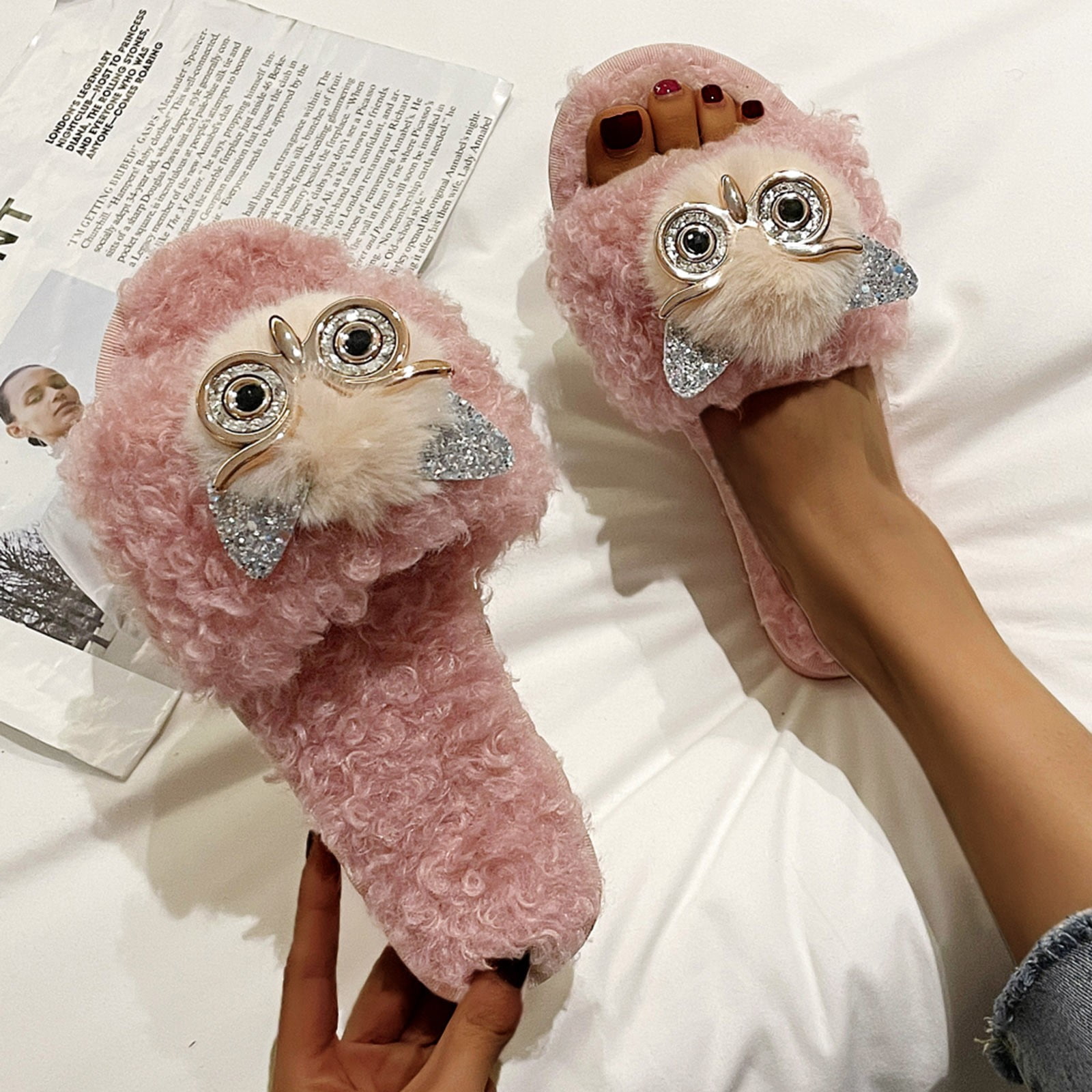 Fancy discount fur slippers