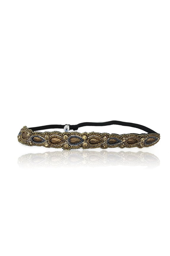 Fashion,Bridal, Bohemian, Gatsby, Rhinestone Stretch Headband With Adjustable Non-slip Band