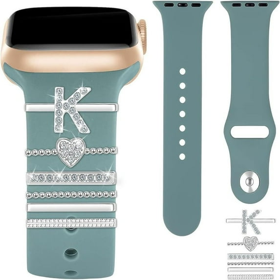 Fashion Brooch Initials Letter Diamond Metal Wristbelt Charms Decorative Ring Watch Band Ornament SILVER K