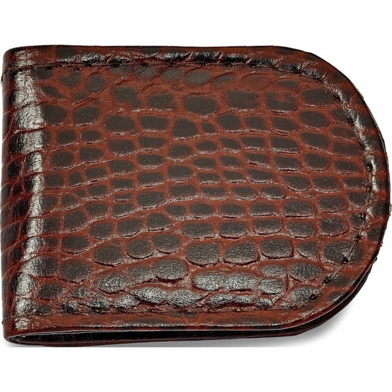 Fashion Brown Leather Crocodile Grain Money Clip (2.5 X 2) Made In China -Jewelry By Sweet Pea