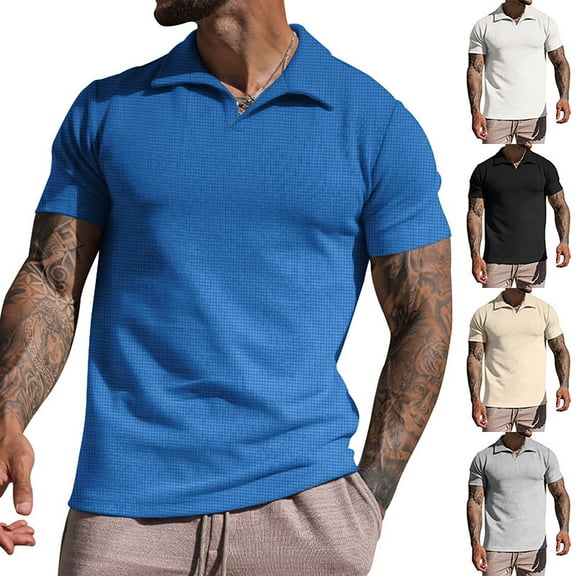 Fashion Business Shirts for Mens Plus Size Slim Fitting Short Sleeved Lapel Pullover Casual Sports Vacation Daily T-shirt Shirt Blouse 50% off