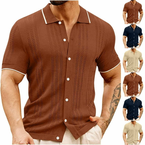 Fashion Business Shirts for Mens Plus Size Knitwear Business Casual Pocket Woolen Shirt 50% off Clearance!