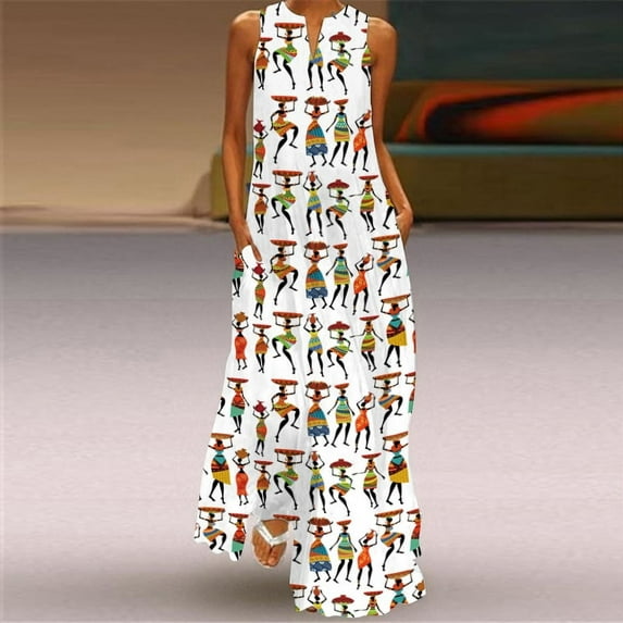 Fashion Butterfly 3D Printed White Dress Casual Plus Size Long Dresses Summer Woman Sleeveless Beach Maxi Dress Women