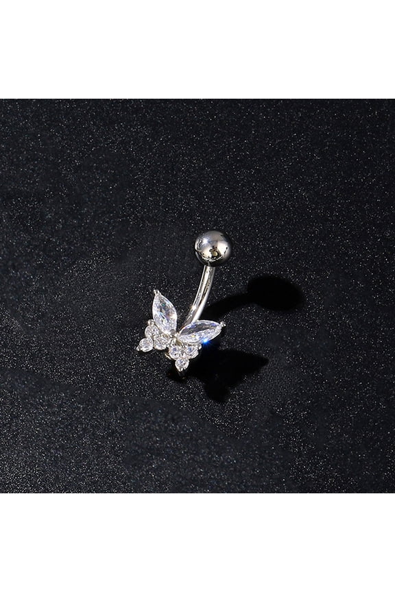 Fashion Butterfly Bow Belly Button Rings Stainless Steel Zircon Navel Piercing Ring For Women Girls Sexy Body Jewelry Gifts