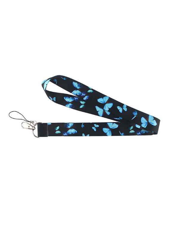 Fashion Butterfly Lanyard Keychain Neck Strap for Keys ID Card Holder Key Cord Hang Rope Lariat Phone Straps Accessories,17.71 inch,Multicolor